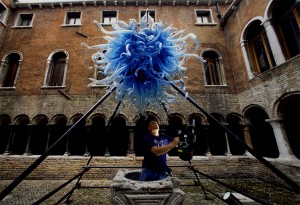 Michael W. Barnard shooting "Chihuly River of Glass" in Venice, Italy