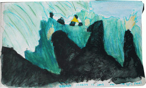 mwpwipesout Sketchbook entry detailing a curious wipeout at Topanga (Boomers)